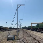 voie ferree avec portique antichute autoportant