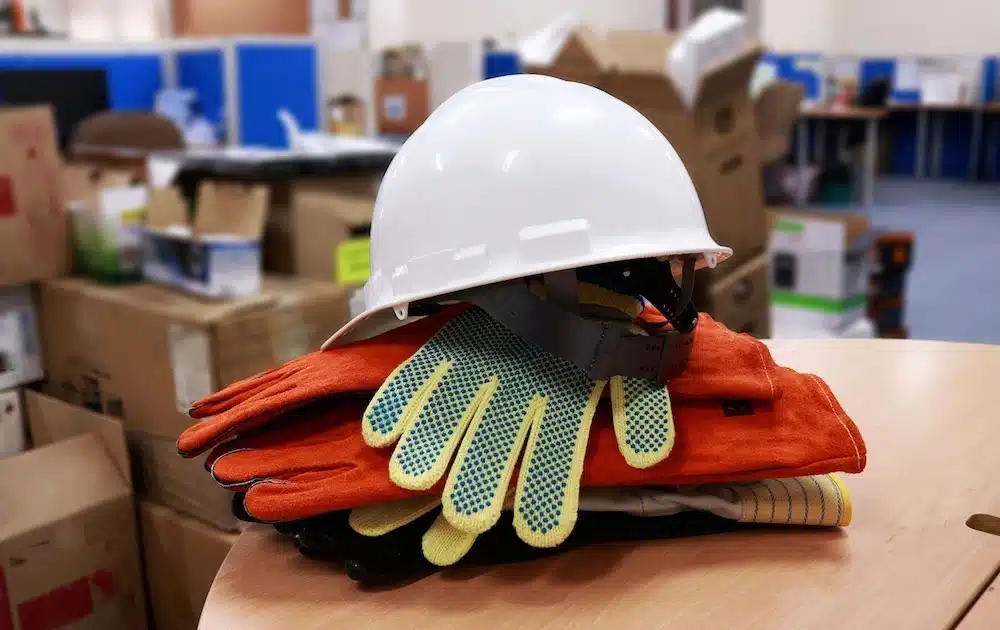 Gants et casque de sécurité
